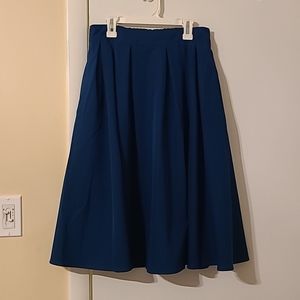 Blue Urban Coco Pleated A-Line Skirt with Pockets Zip & Elastic Waist